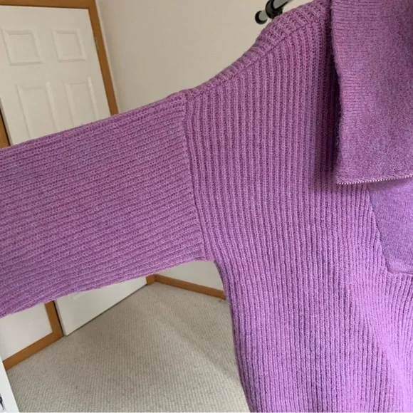 Lili Sidonio Zip Turtleneck Knit Purple Sweater Women’s Small - Picture 7 of 12